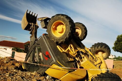 accident d'un engin de chantier